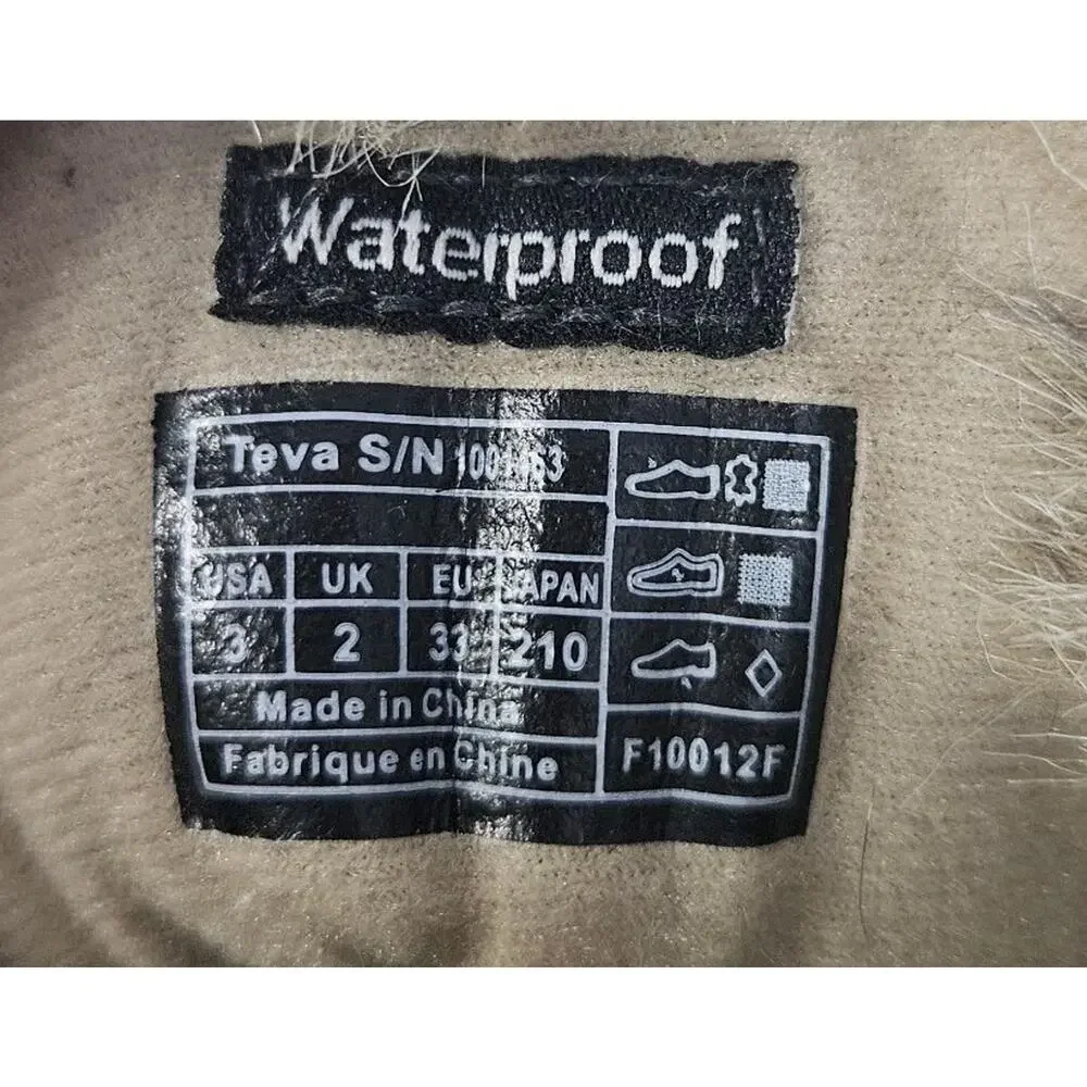 Teva Kids Lenawee Brown Plaid Waterproof Bungee Lace Up Winter Snow Boots Size 3